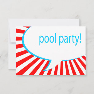 Invitación fiesta de pool! burbuja de habla cómica