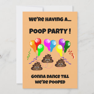 Invitación FIESTA de POOP divertido lindo chicas niños cumple