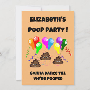 Invitación FIESTA de POOP divertido lindo chicas niños cumple
