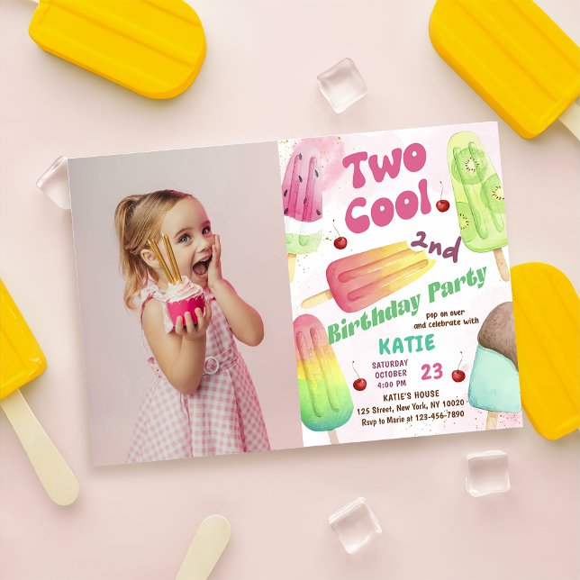 Invitación Fiesta de Popsicle Dos Chicas de Guay Segunda Foto (Subido por el creador)