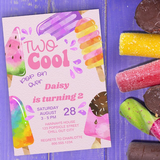 Invitación Fiesta de Popsicle Dos Chicas de Guay Segundo Cump (Subido por el creador)