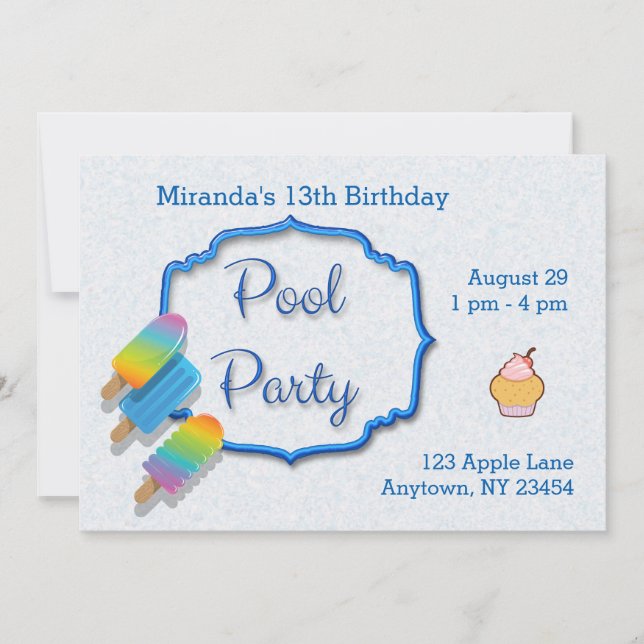 Invitación Fiesta de Popsicle Pool (Anverso)
