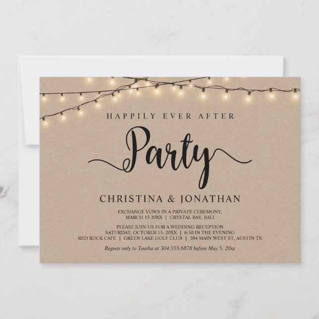 Invitación Fiesta de "Por Siempre Felices", Elopement con Luc (Anverso)