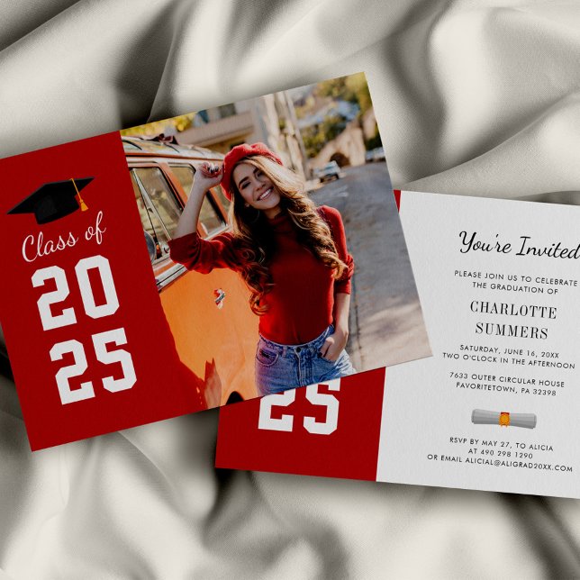 Invitación Fiesta de posgrado 2025 (Modern Graduation Elegant Photo Party Invitation)