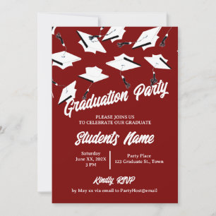 Invitación Fiesta de posgrado Maroon y White Photo
