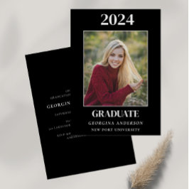 Invitación Fiesta de posgrado moderno en blanco y negro