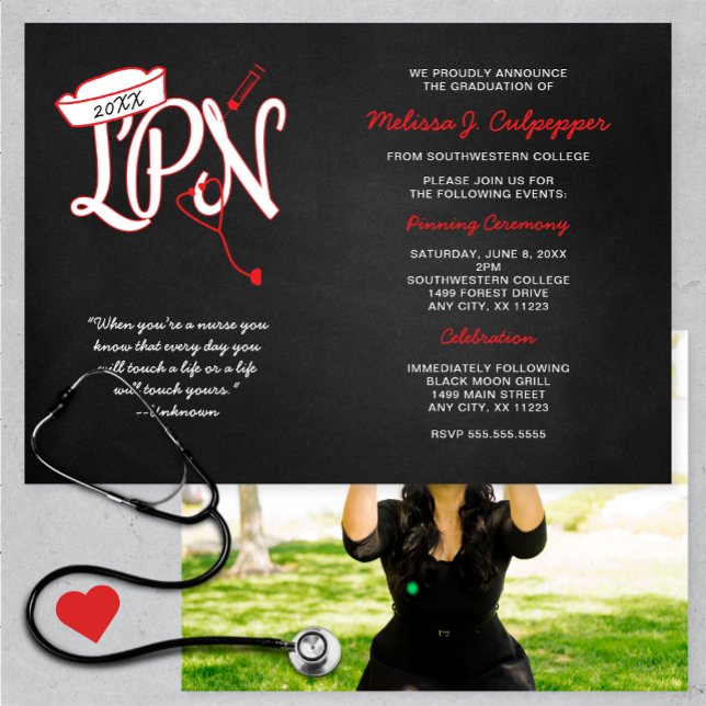 Invitación Fiesta de posgraduación de LPN  tiza roja (Subido por el creador)