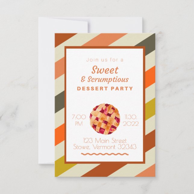 Invitación Fiesta de Postre de Tarta (Anverso)