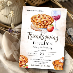 Invitación Fiesta de Potluck de Acción de Gracias entre Amigo