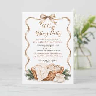 Invitación Fiesta de Preparación de Bebé con Lazo Beige Neutr