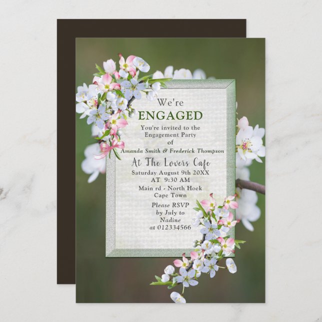 Invitación Fiesta de primavera de flores de cerezo (Anverso / Reverso)