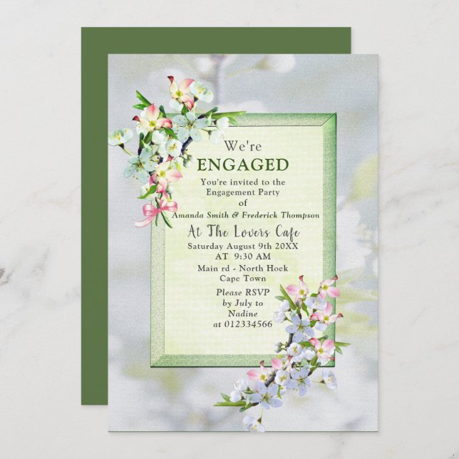 Invitación Fiesta de primavera de flores de cerezo (Anverso / Reverso)