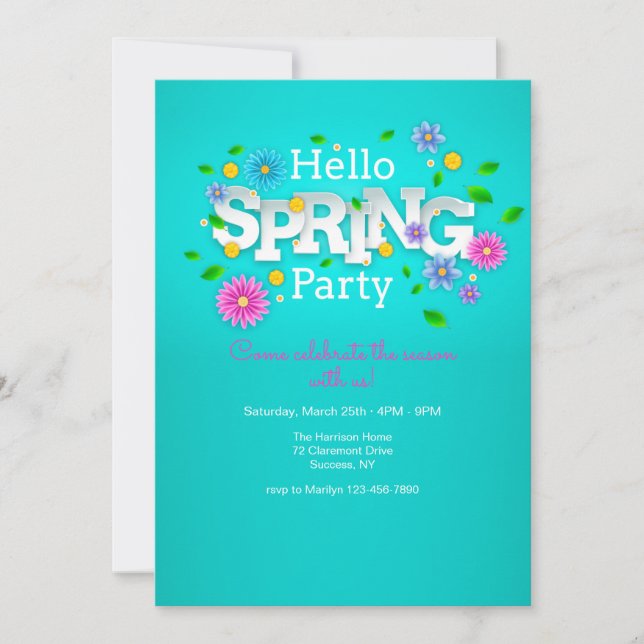 Invitación Fiesta de primavera de Hello (Anverso)