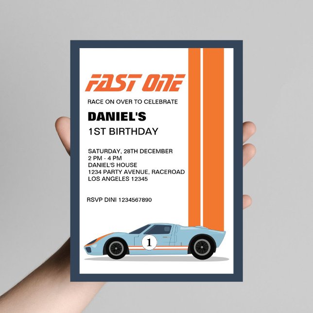 Invitación Fiesta de primer cumpleaños de autos modernos de u (Subido por el creador)