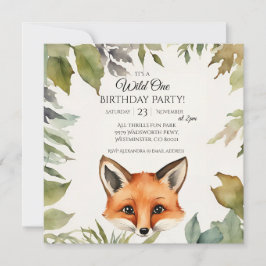 Invitación Fiesta de primer cumpleaños de Cute Fox Wild
