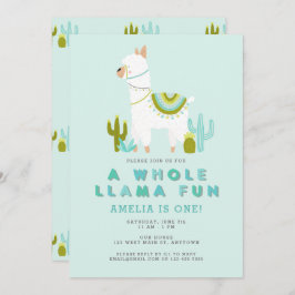 Invitación Fiesta de primer cumpleaños de Cute Full Llama Fun