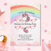 Fiesta de primer cumpleaños de Cute Pastel Unicorn