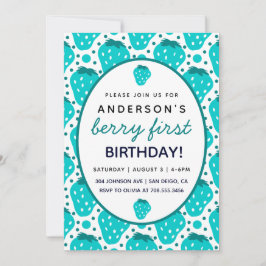 Invitación Fiesta de primer cumpleaños de Cute Strawberry Boy