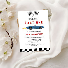 Invitación Fiesta de primer cumpleaños de Fast One Car Race B