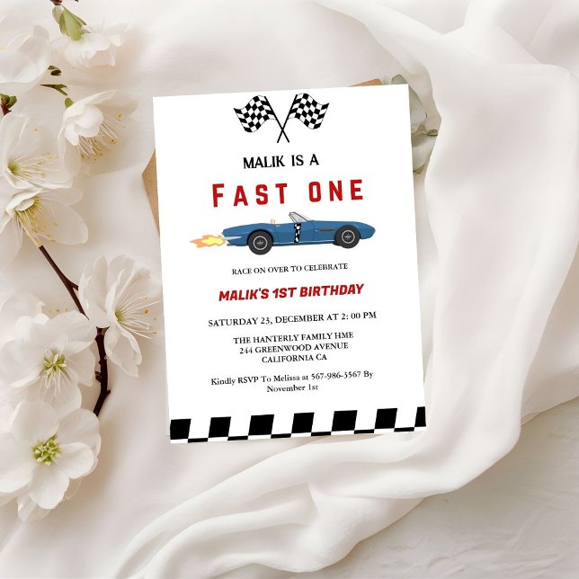 Invitación Fiesta de primer cumpleaños de Fast One Car Race B (Subido por el creador)