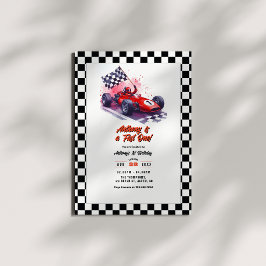 Invitación fiesta de primer cumpleaños de "Fast One" Race Car