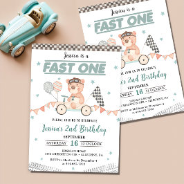 Invitación Fiesta de primer cumpleaños de Fast One Race Car