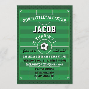 Invitación Fiesta de primer cumpleaños de fútbol