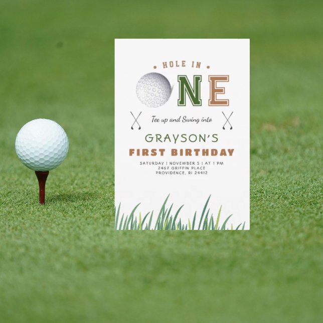 Invitación Fiesta de primer cumpleaños de Hole-in-One Golf (Subido por el creador)