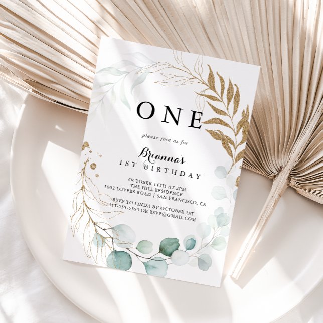 Invitación Fiesta de primer cumpleaños de la flor de oro del  (Subido por el creador)