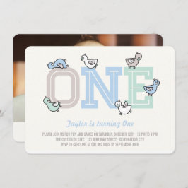 Invitación Fiesta de primer cumpleaños de niño grande un niño