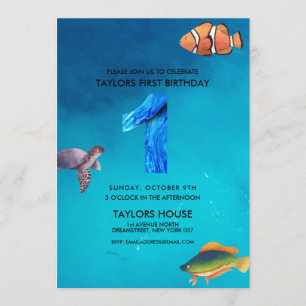Invitación Fiesta de primer cumpleaños de Ocean Creaturas