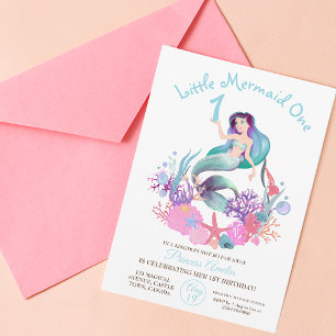 Invitación Fiesta de primer cumpleaños de Ocean Watercolor Se