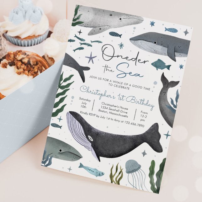 Invitación Fiesta de primer cumpleaños de One der the Sea Wha (Subido por el creador)