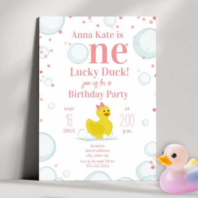 Invitación Fiesta de primer cumpleaños de Pink Pink One Lucky (Subido por el creador)