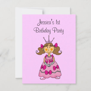Invitación fiesta de primer cumpleaños de princesa rosa perso