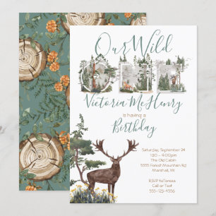 Invitación Fiesta de primer cumpleaños de Rustic Watercolor W