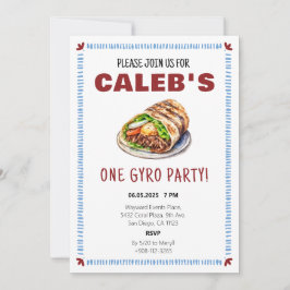 Invitación Fiesta de primer cumpleaños de un Gyro Fiesta grie
