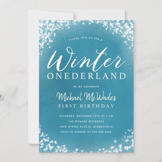 Invitación Fiesta de primer cumpleaños de Winter Onederland (Anverso)