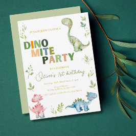 Invitación Fiesta de primer cumpleaños Dino-mite