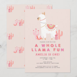 Invitación Fiesta de primer cumpleaños rosado de la canción "