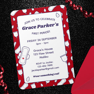 Invitación Fiesta de primer periodo de almohadilla menstrual