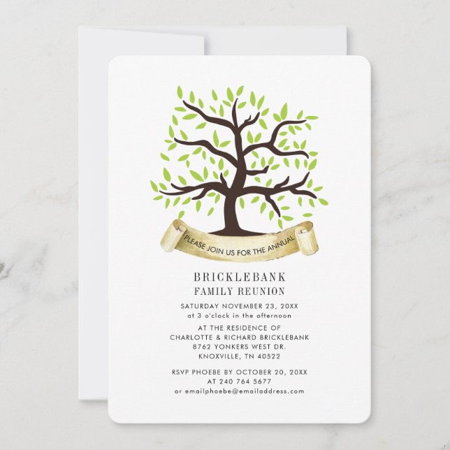 Invitación Fiesta de primos anuales de árbol genealógico fami (Anverso)
