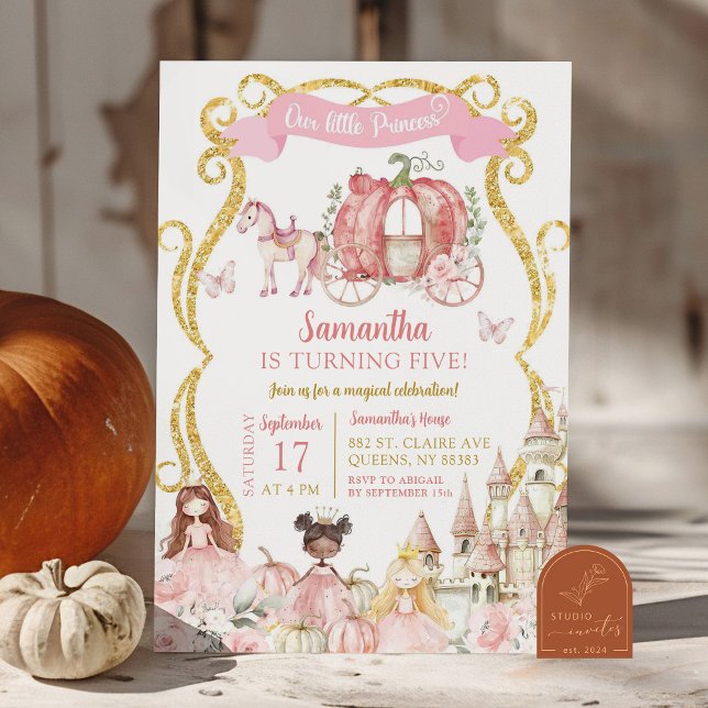 Invitación Fiesta de Princesa de Cuento de Otoño Carruaje de  (Subido por el creador)