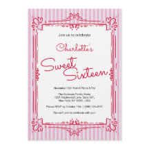 Fiesta de Princesa Glam con Rayas Rosadas Sweet 16