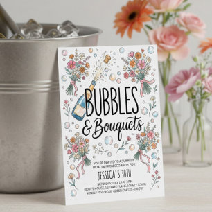 Invitación Fiesta de Prosecco y Pétalos Burbujas y Ramilletes