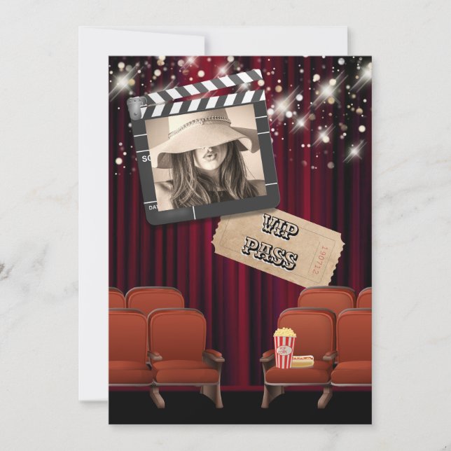 Invitación Fiesta de proyección de películas con luces de fot (Anverso)