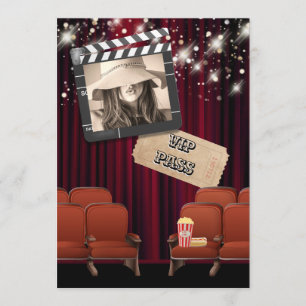 Invitación Fiesta de proyección de películas con luces de fot