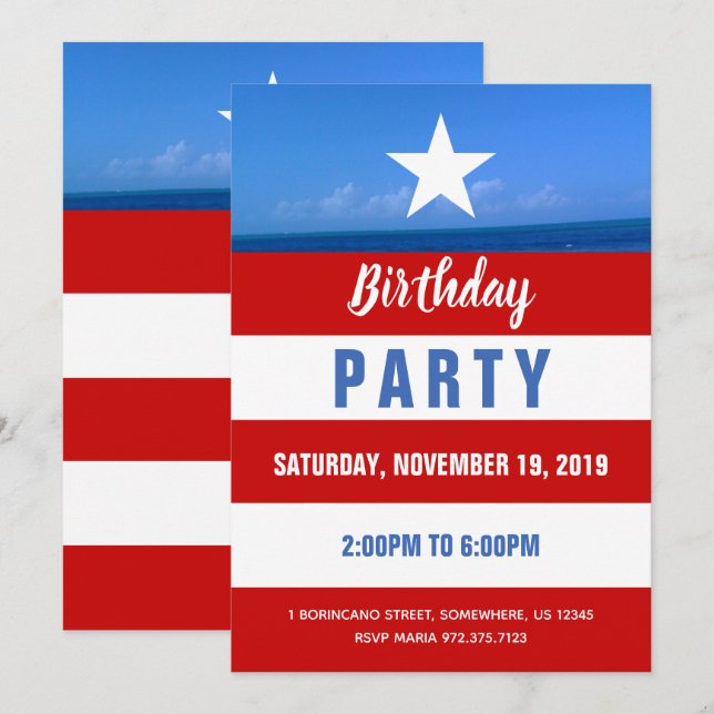 Invitación Fiesta de Puerto Rico (Anverso / Reverso)