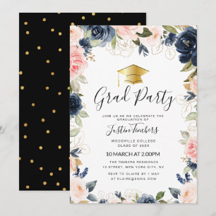 Invitación fiesta de pulverización floral de la marina y el r