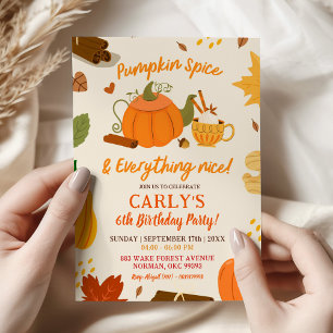 Invitación Fiesta de Pumpkin Spice y Todo lo Bueno Dibujada a